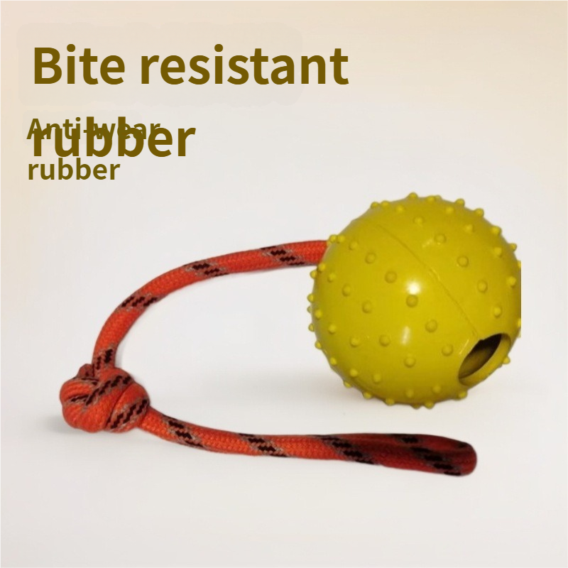 Interactive Rubber Dog Training Ball on Rope Launcher Simple Sport Style Chew Ball Toy for Reward and Play