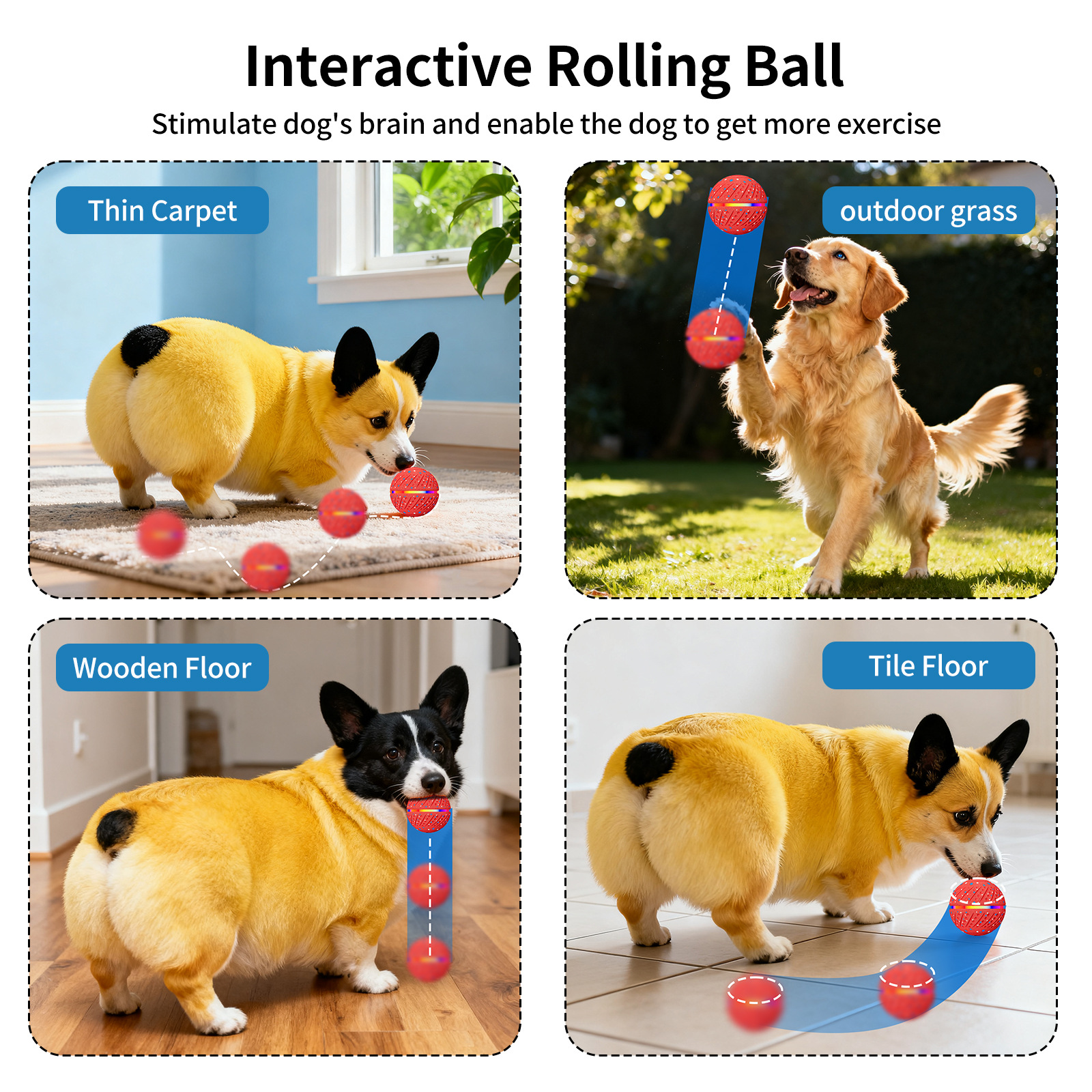 2026 High Quality Smart Pet Toy Rolling Ball Dog Motion Activated Rechargeable Interactive ETPU Pet Dog Toy Ball with Remote