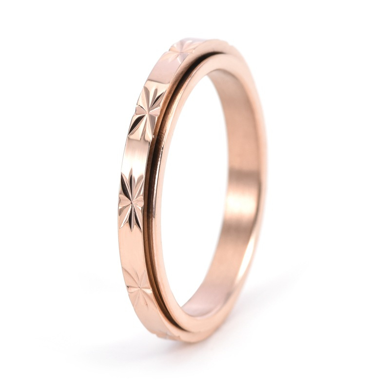 New Wholesale Stainless Steel Rotatable Fidget Ring Hypoallergenic Waterproof Non Tarnish Anxiety Relief Band Minimalist Gift