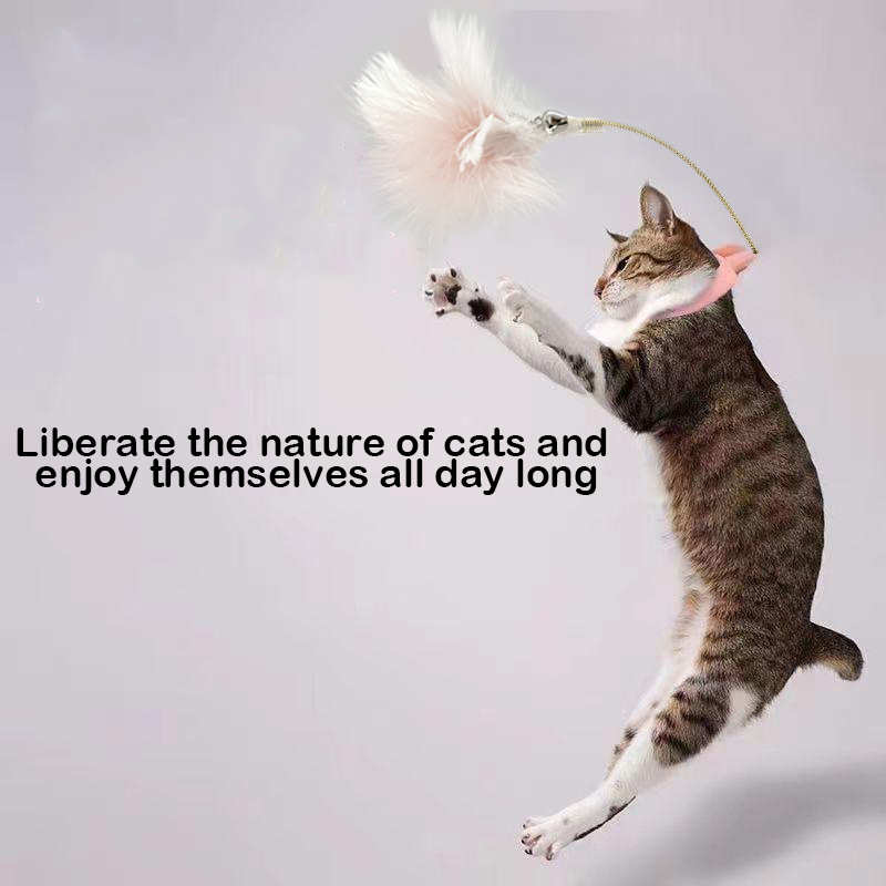 Interactive Kitten Training Feather Teaser Stick Funny Rubber Cat Toys With Bell For Pets Collar Toys Supplies Cats