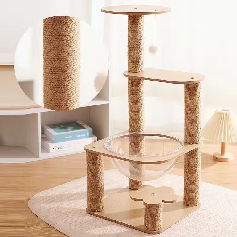Cat Climbing Frame Space Capsule House Cat Scratching Post Indoor Space-Saving Cat Toy