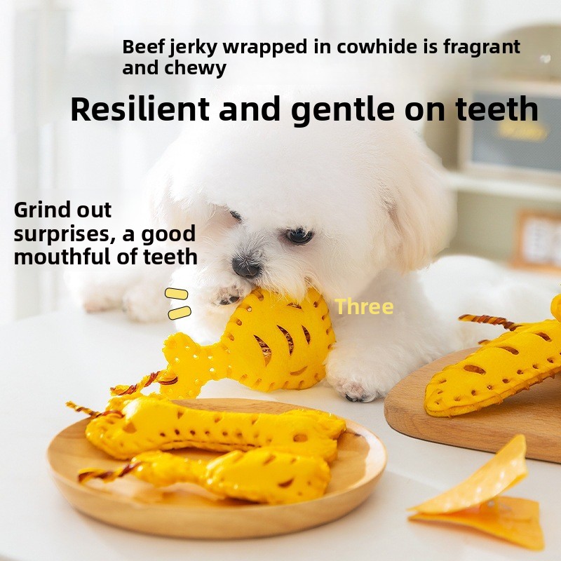 Cross-border Cowhide Teething Chew Enrichment Dog Toy Treat-dispensing Toy Durable Tooth-cleaning Pet Supply From Jiangsu