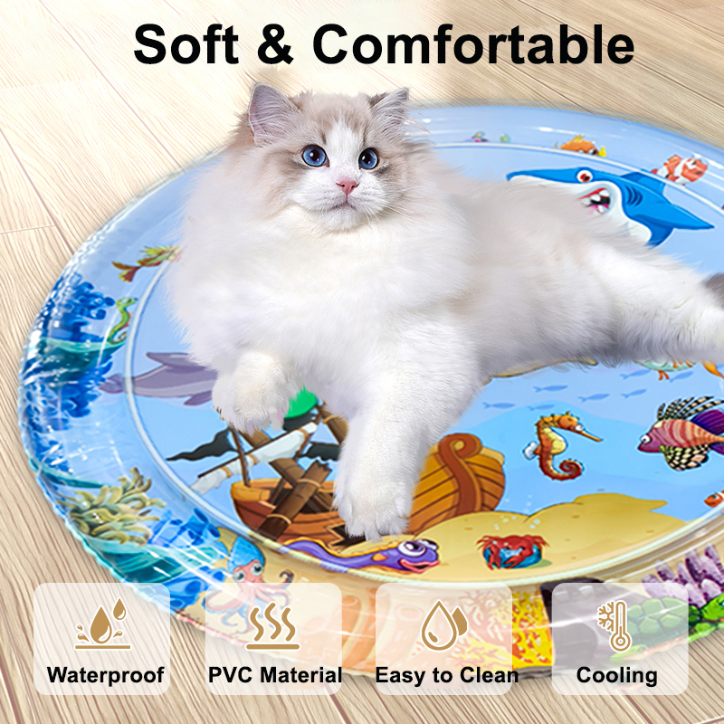 Interactive Cat Kicker Toys Thickened Inflatable Cooling Pet Dog Water Bed Pad Sensory Cat Water Play Mat