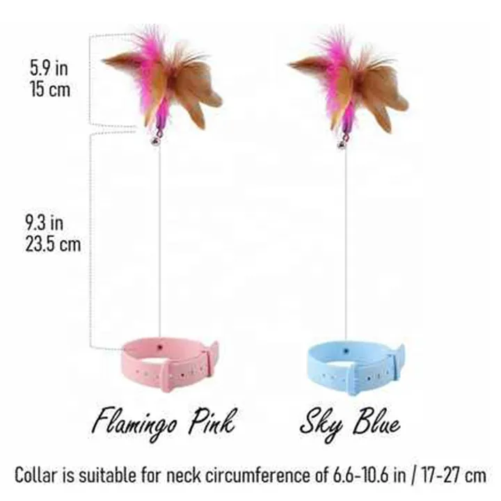 Interactive Cat Toys Funny Feather Teaser Stick with Bell Pets Collar Kitten Playing Teaser Wand Training Toys for Cat