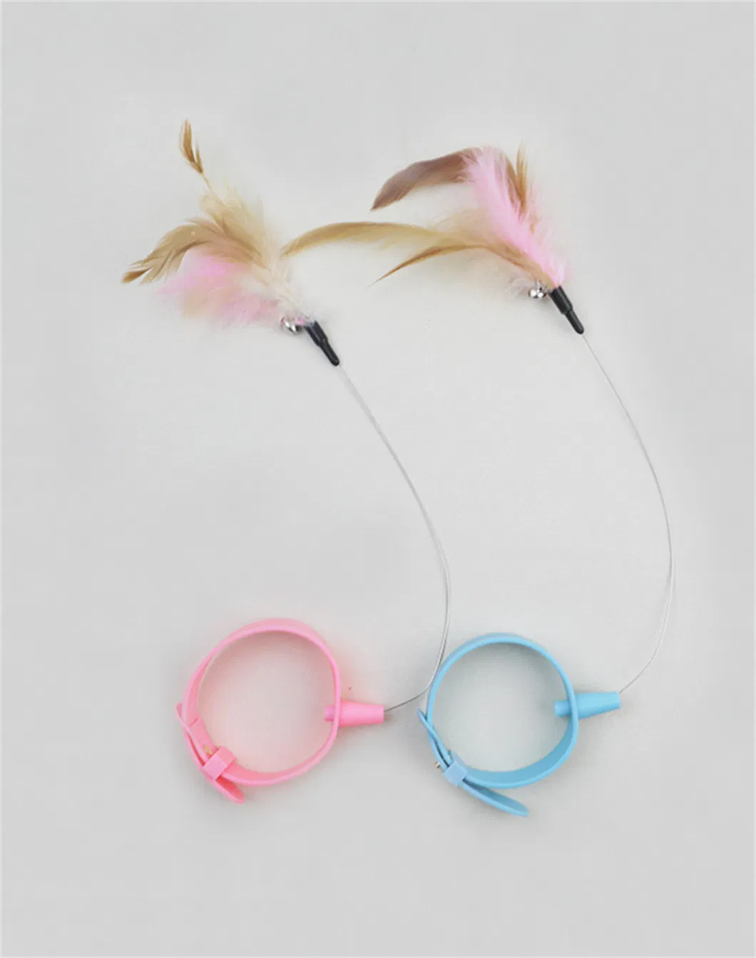 Hand Free Wire Teaser Wands Interactive Teaser Kitten Collar Cat Feather Toy