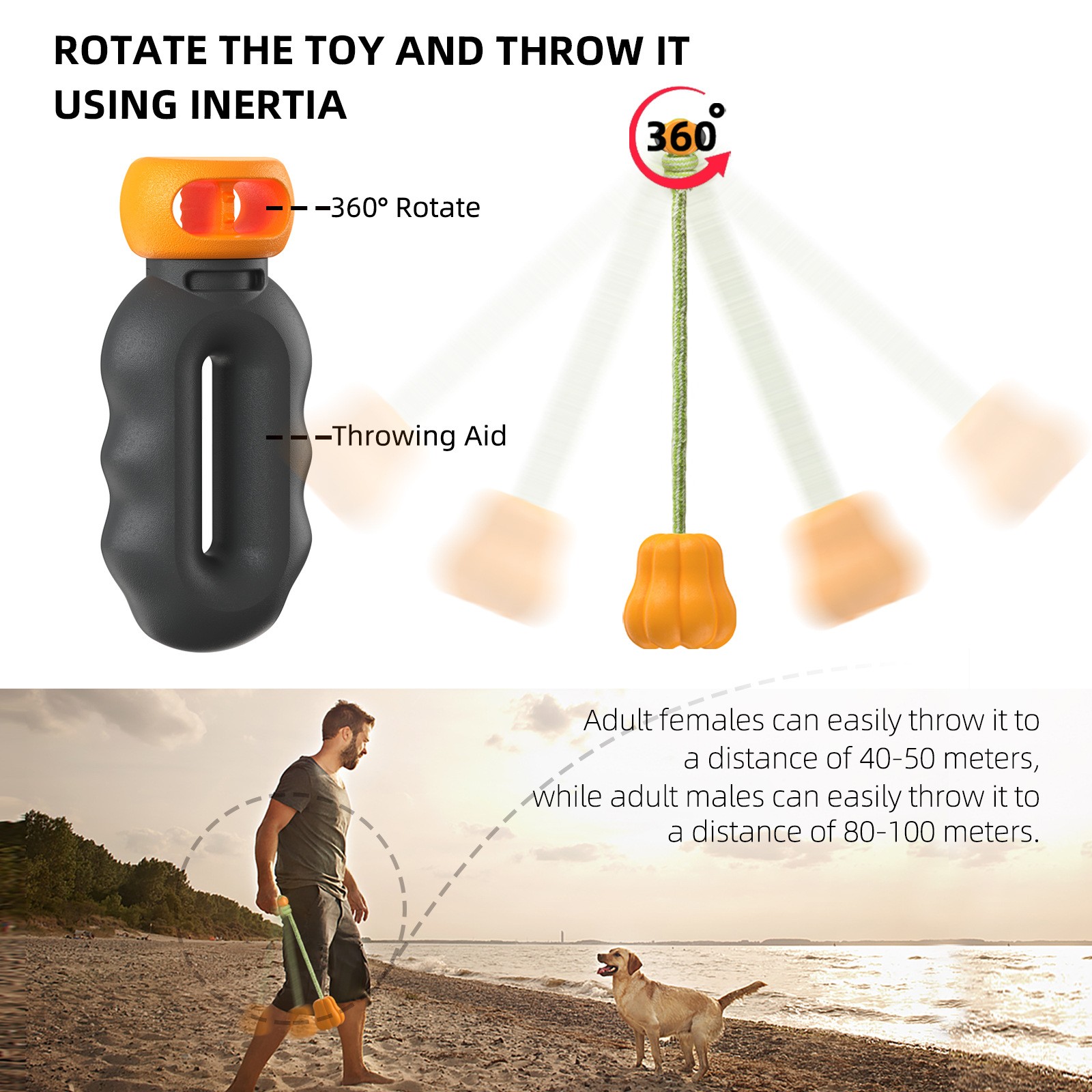 Outdoor Dog Fetch Toy Pumpkin Shaped Floating TPR Chew Toy with Launcher Handle Interactive Tug Toy for Dogs Beach Yard Training