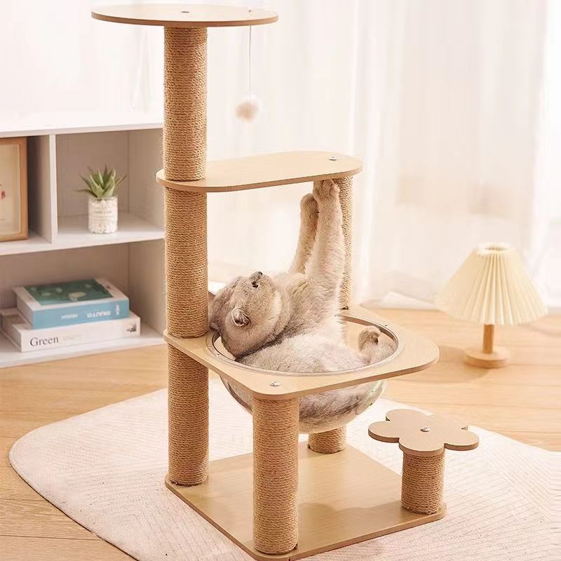 Cat Climbing Frame Space Capsule House Cat Scratching Post Indoor Space-Saving Cat Toy