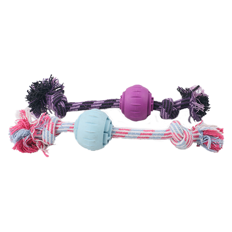 Custom OEM Dog Rope Toy Bulk Durable Tug of War Toy Manufacturer Rubber Ball Aggressive Chewers Wholesale