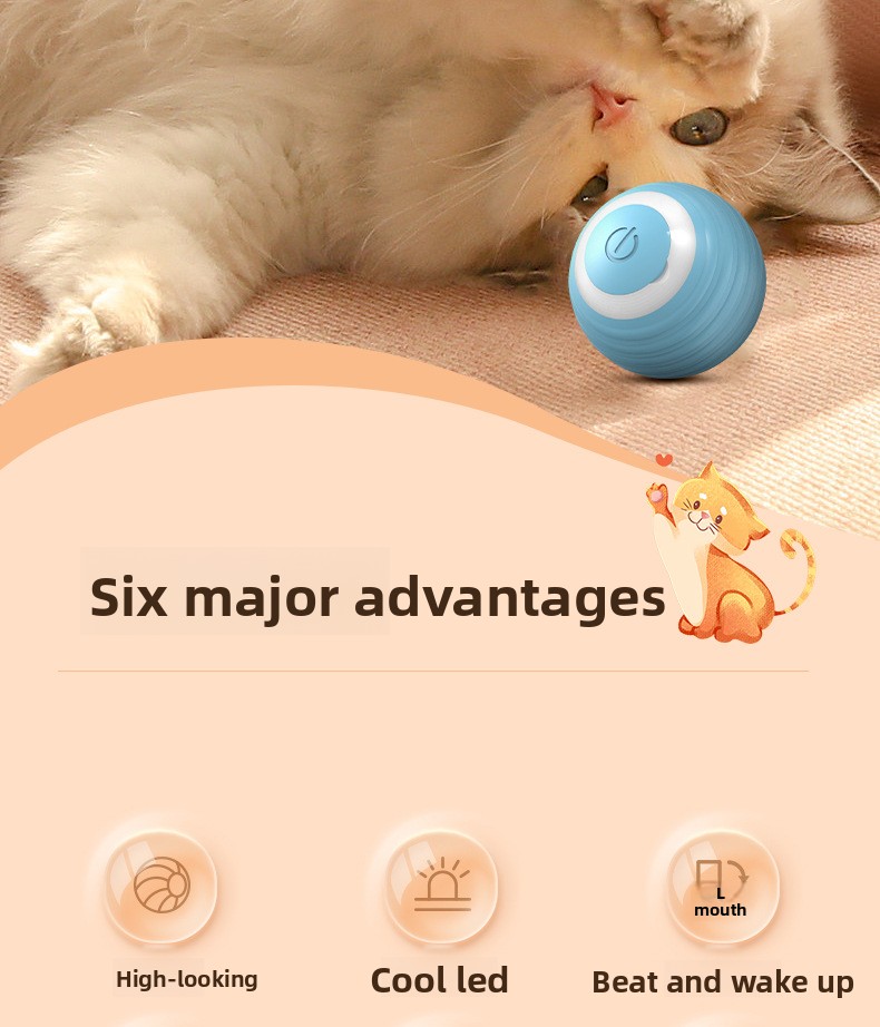 Automatic 360 Self-Rotating Rolling Ball With USB Rechargeable Pet Exercise Chase Toy Ball Cat Smart Rolling Balls Toys