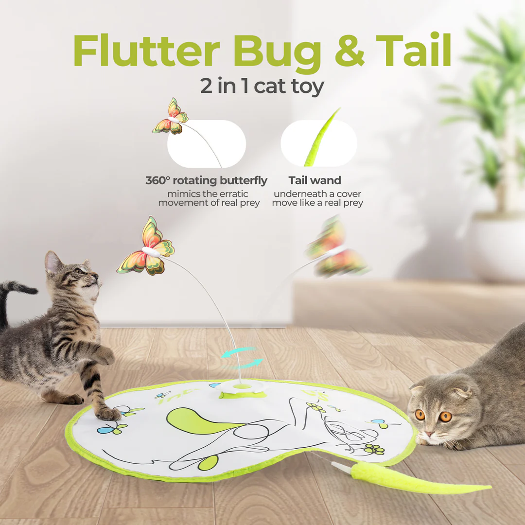 AFP Interactive Pet Dog Cat Toys Auto Dog Ball Launcher Fetch Toy Motion Activated Automatic Butterfly Cat Teaser Toy Treat Maze
