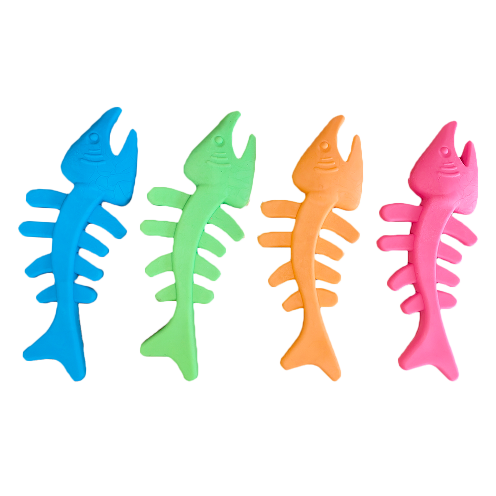 Fish Bone Shaped Squeaky Chew Toys for Cats and Dogs Funny Training Pet Toys with Rubber Fetching Sound for Puppy Puppies