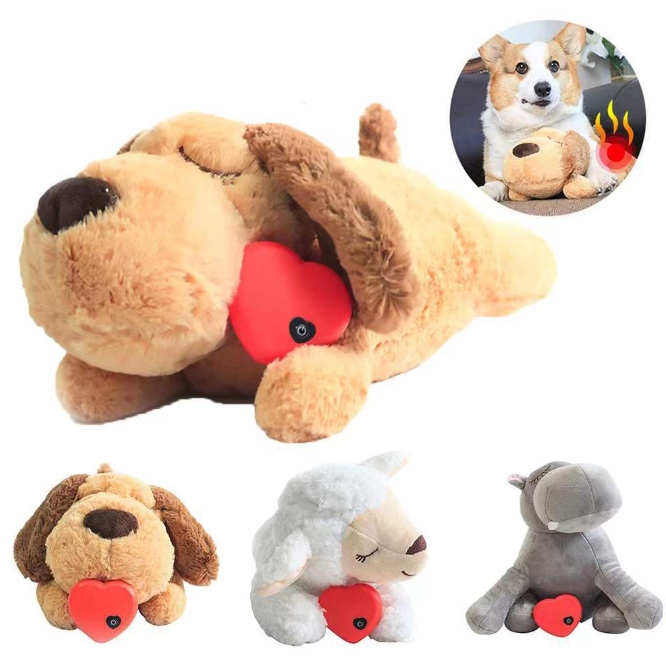 Wholesale Plush Dog Heartbeat Puppy Toy Sleep Aid Anxiety Relief Calming Behavioral Aid Snuggle Pet Toys