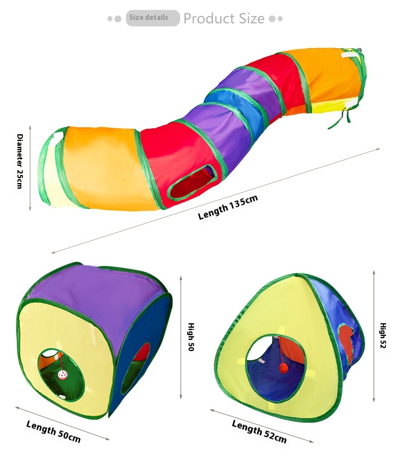 New Design Interactive Collapsible Fun Toys Multiple Play Cat Tunnel