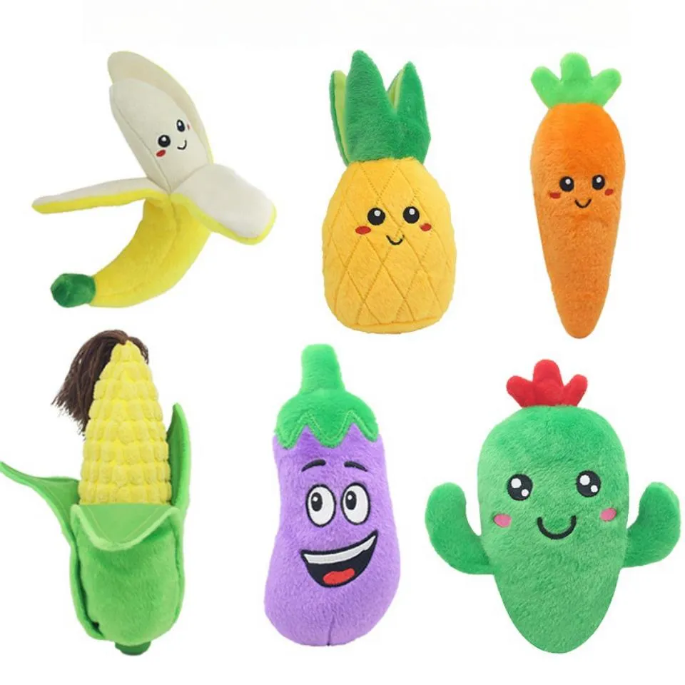 Custom Logo Pet Squeaky Toy Wholesale Plush Stuffed Fruit Vegetable Puzzle Dog Interactive Toy