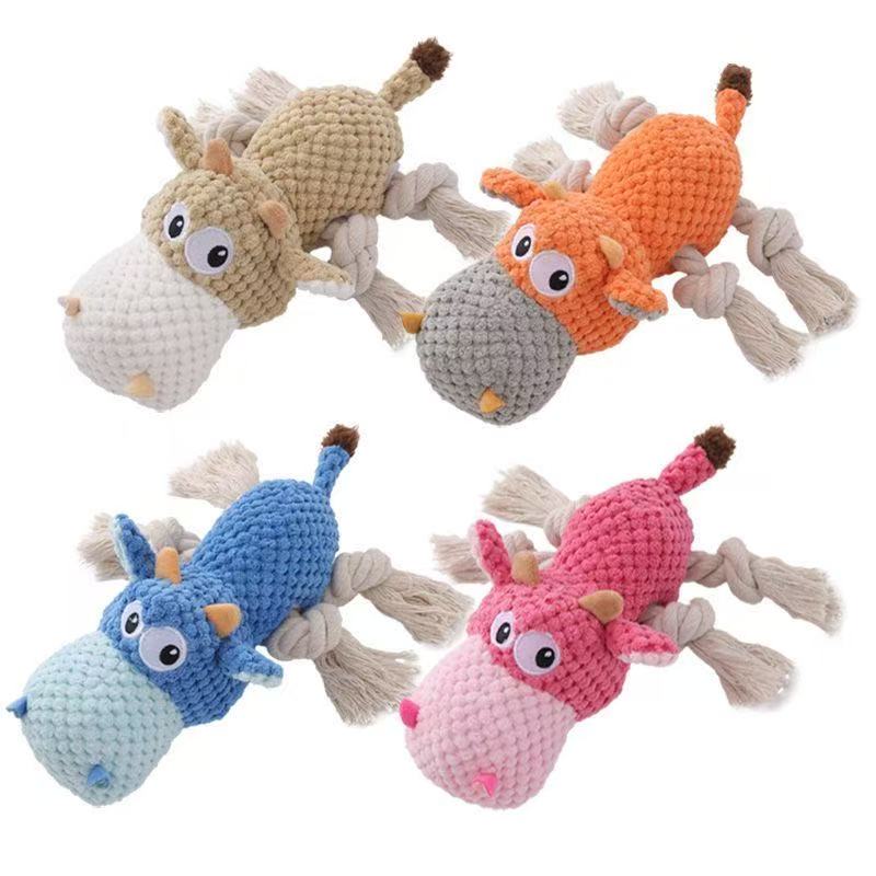 New Pet Squeaky Dog Toy Super Soft Plush Embroidered Comforter Interactive Chew Doll