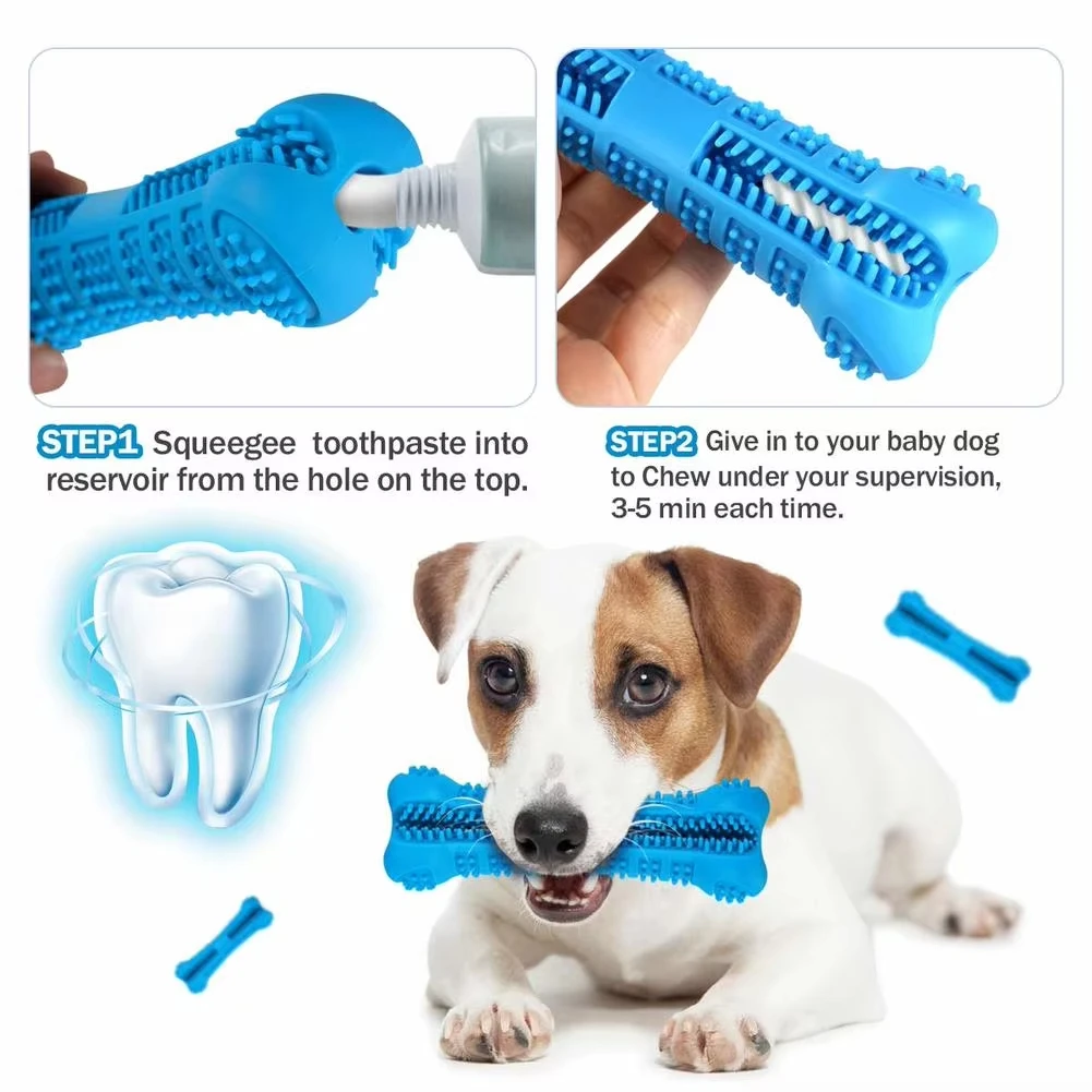 Dog Toothbrush Chew Stick Natural Rubber Interactive Dental Care Toy Bite Resistant Teeth Cleaning Bone Durable All Breeds