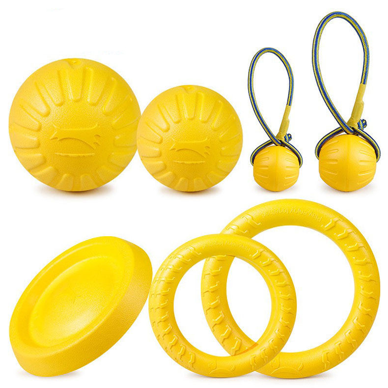 Yellow 9 cm Floatable Durafoam Outside Water Eva Foam Floating Ball Ring Pet Dog Toy for Dog