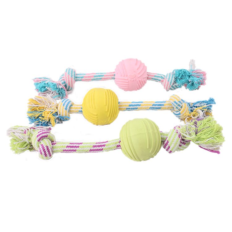 Custom OEM Dog Rope Toy Bulk Durable Tug of War Toy Manufacturer Rubber Ball Aggressive Chewers Wholesale