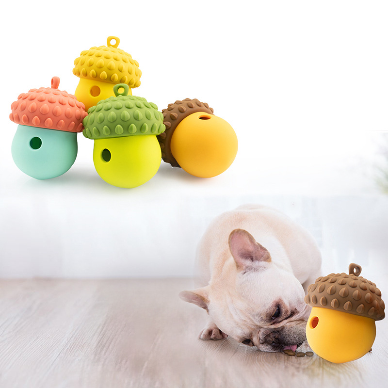 2024 New Design Pet Toy Dog Training Treat Puzzle Dispenser Chewing Teeth Clean Silicone Leaking Food Ball Toys