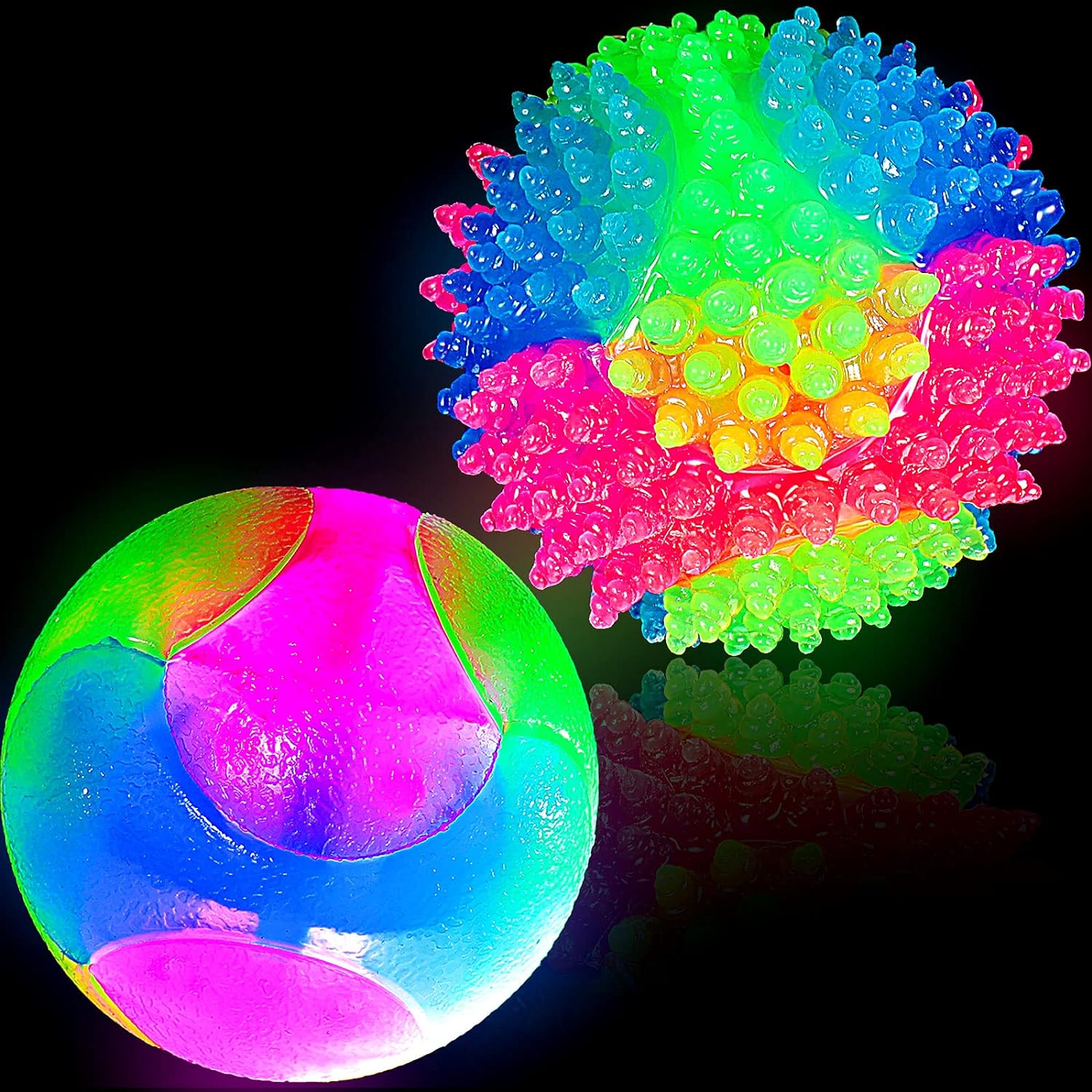 Wholesale Funny LED Flashing Sensory Squeaky Pet Toys Elastic Light-Up Dog Cat Balls Interactive Spike Blinking Toys Rubber TPR