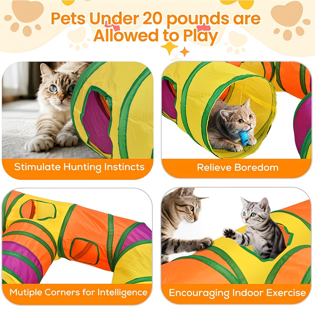 Wholesale Cat Play Tunnel Toy Rolling Ball Polyester Foldable Multi Shape Activity Tube Interactive Pet Toy