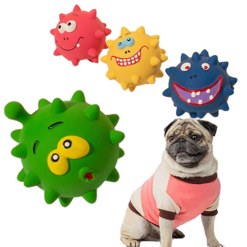 New Arrival Cute Design Small Latex Chew Toy-Facial Expression Squeaky Dog Ball for Teeth Grinding Dental Cleaning