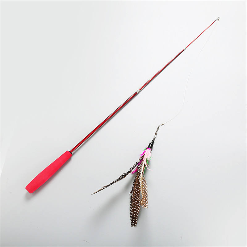 Retractablet Wand Teaser with Feather Cat Toy