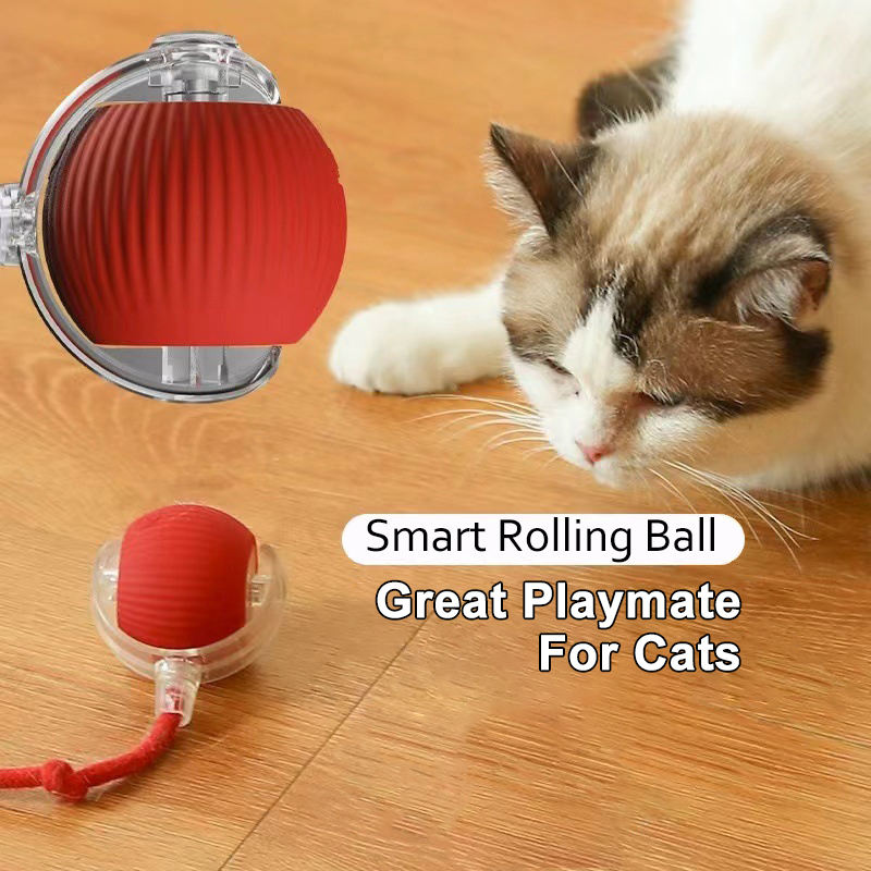 Smart Pet Toy 360&deg; Automatic Interactive Dog Smart Ball Toy With Rope Interactive Cat Toys USB Charger Rolling Ball for Cats