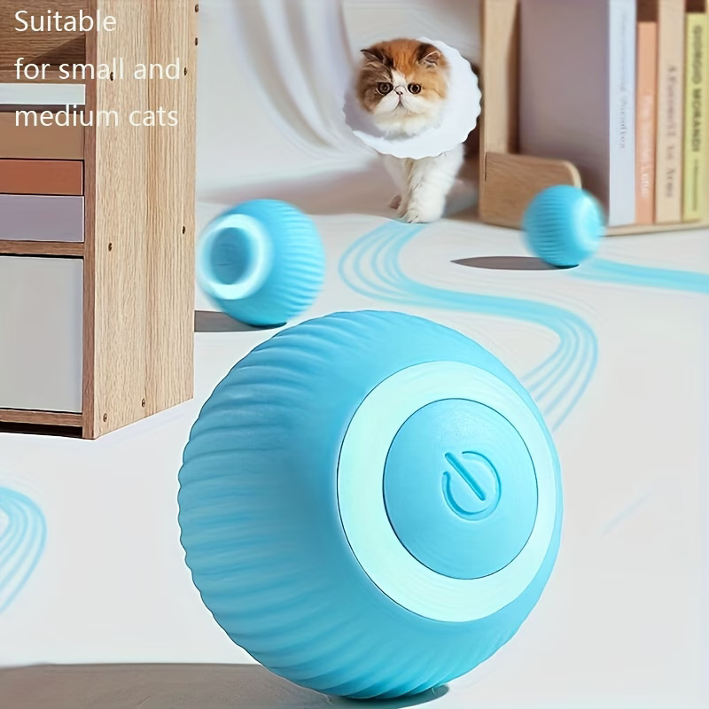 Playpal Cat Toy Self Entertainment Boredom Relief Teaser Stick Smart Rolling Ball Automatic Cat Ball Toy Electric Cat Supplie