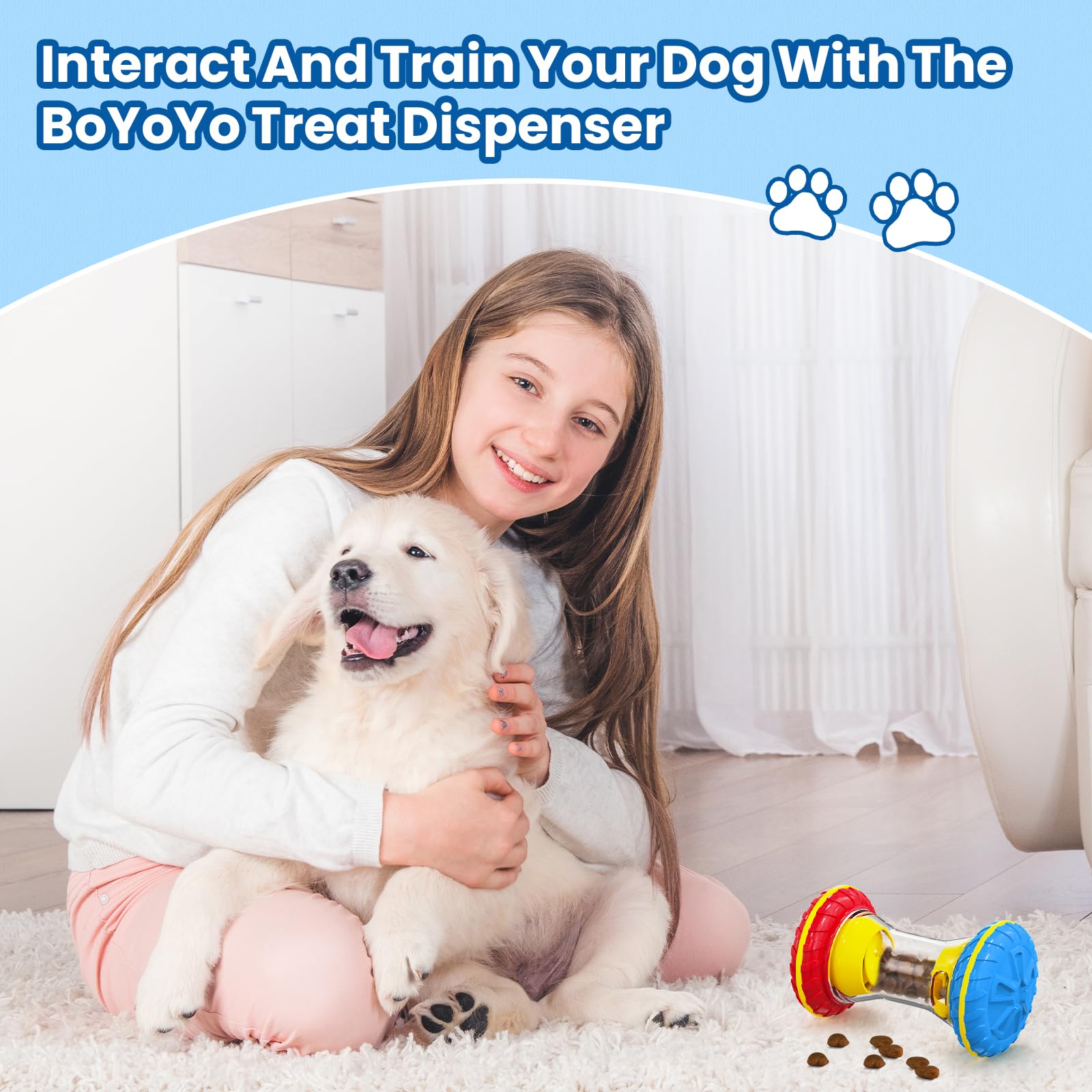 Yellow Dog Enrichment Puzzle Toy Interactive Treat Dispenser Slow Eating Training Pet Chew Toy