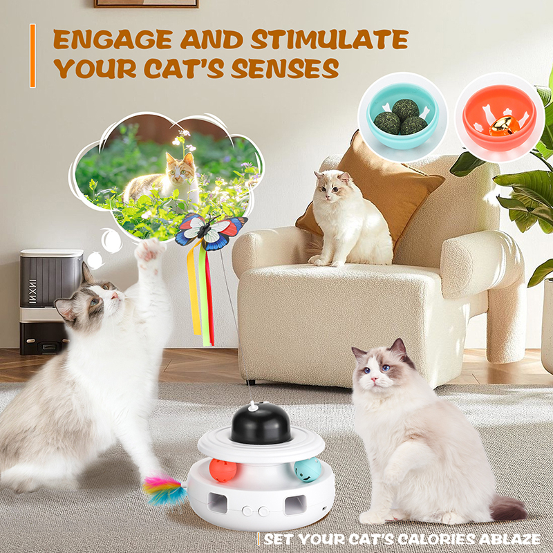 Custom Eco-Friendly Multi Function 5-in-1 Interactive Cat Toy for Indoor Play with Laser and Feather