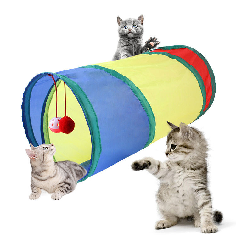 Cat Toys Set, Interactive Cat Kitten Toys for Indoor Cats Kitty with Collapsible Cat Play Tunnel Tube Tent Cat Feather Wand Teaser Cat Bell Fuzzy Bal