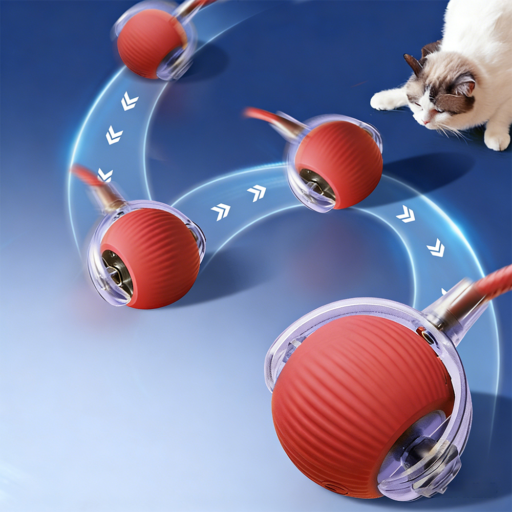 Interactive Cat Ball Toy Automatic Rolling Ball With Tail Rechargeable Smart Pet Interactive Toy Intelligent Mouse For Cat