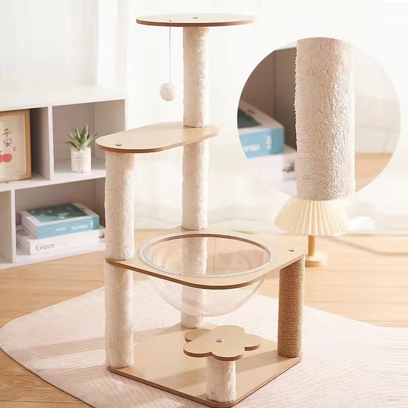 Cat Climbing Frame Space Capsule House Cat Scratching Post Indoor Space-Saving Cat Toy