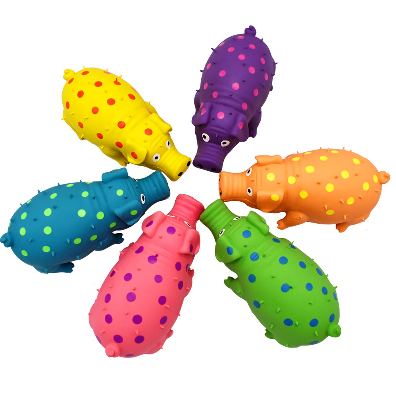 Dog Toys Vocalized Latex Spotted Pig Bite Resistant Self-Relieving Squeaky Educational Sound Toy for Large Dogs
