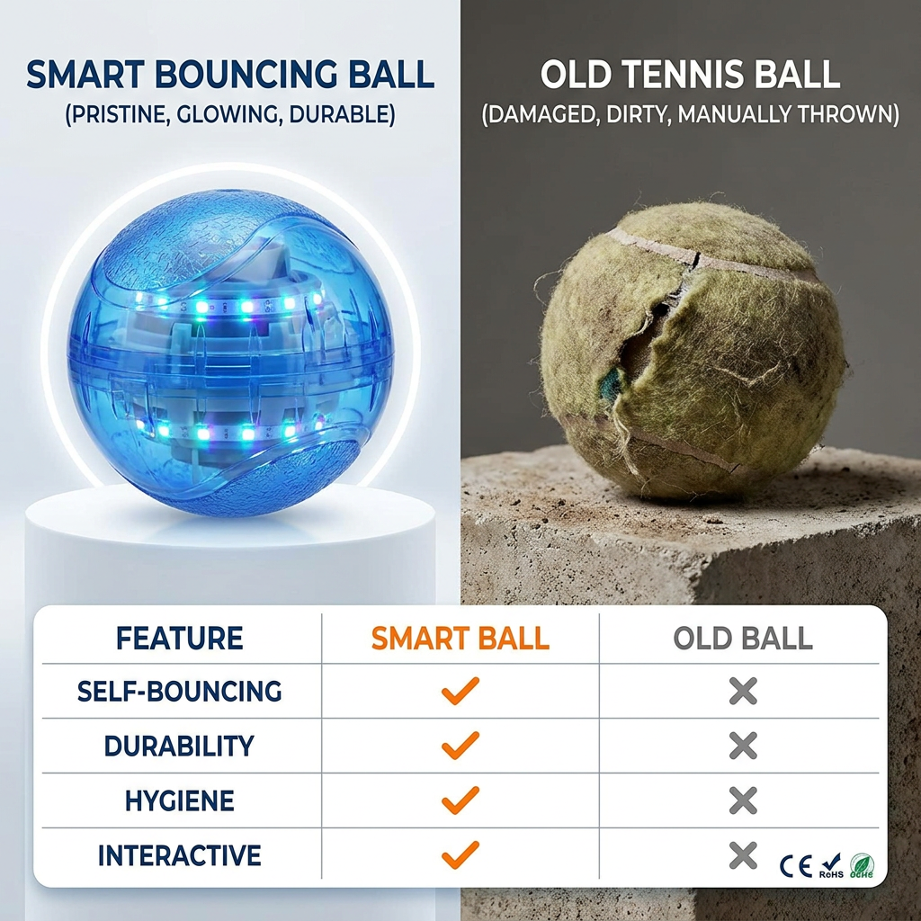 Bouncing Dog Toy Ball with Random Jump - Chew Resistant Interactive Puppy Ball for Fetch Training Indoor Outdoor Play