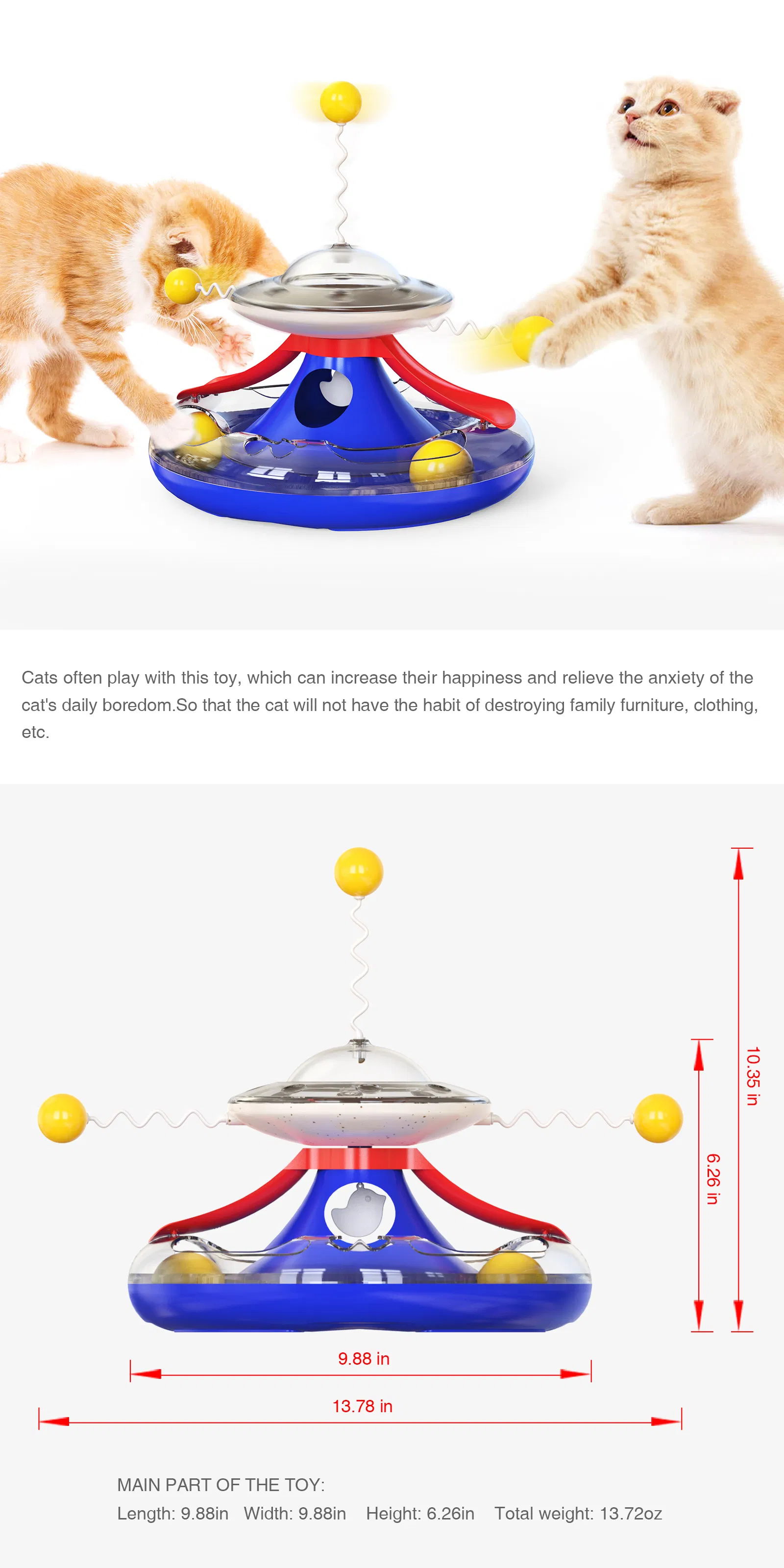 Interactive Cat Toys Self-Playing Cat Toys Feather Teaser Wand Multi-Sensory Cat Toys