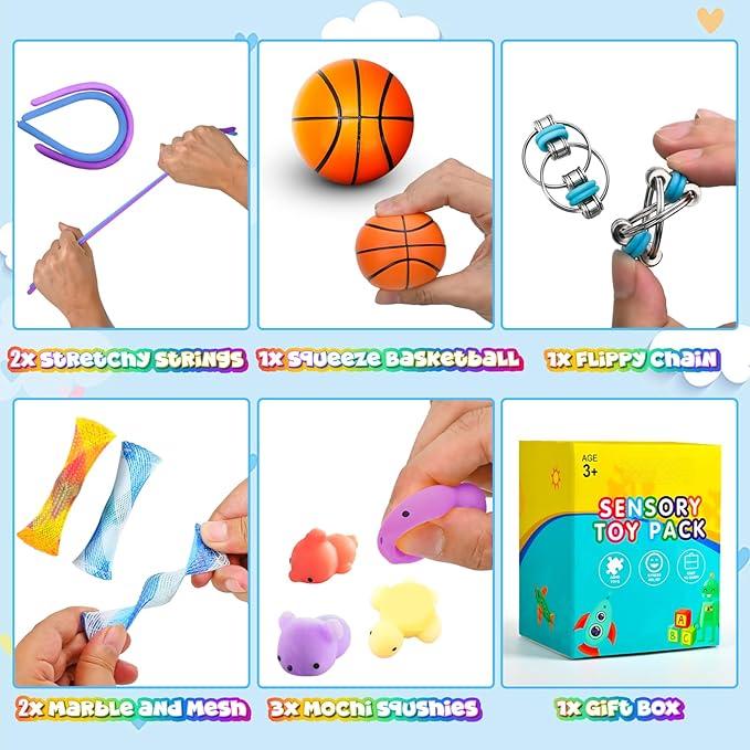 Bulk Classroom Sensory Fidget Toys-Calm Engagement Quiet Focus Training Gift Kit Treasure Prize Box Ages 8-14 Plastic Durable