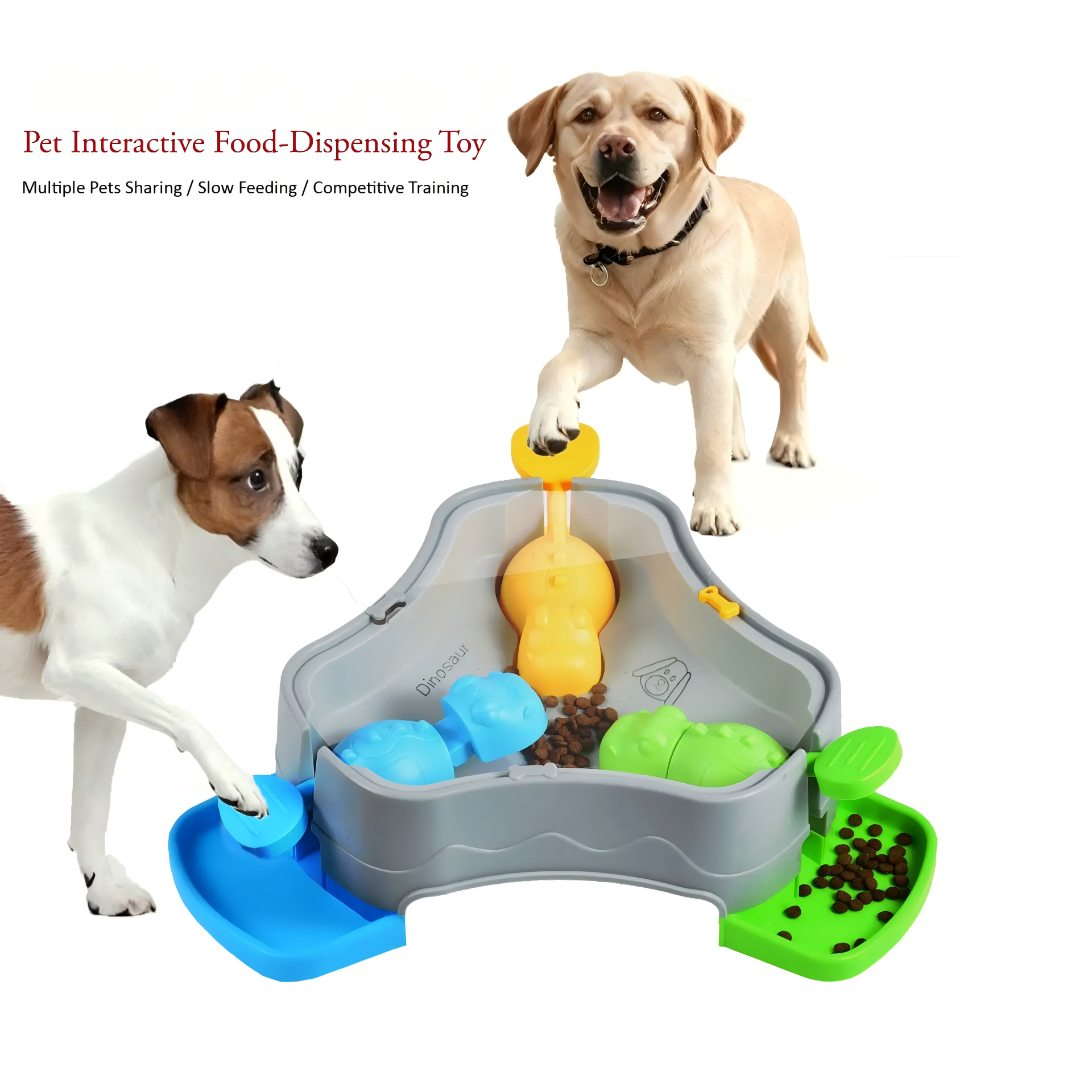 Multiple Pets Sharing Slow Feeding Competitive Training Pet Interactive Food-Dispensing Toy