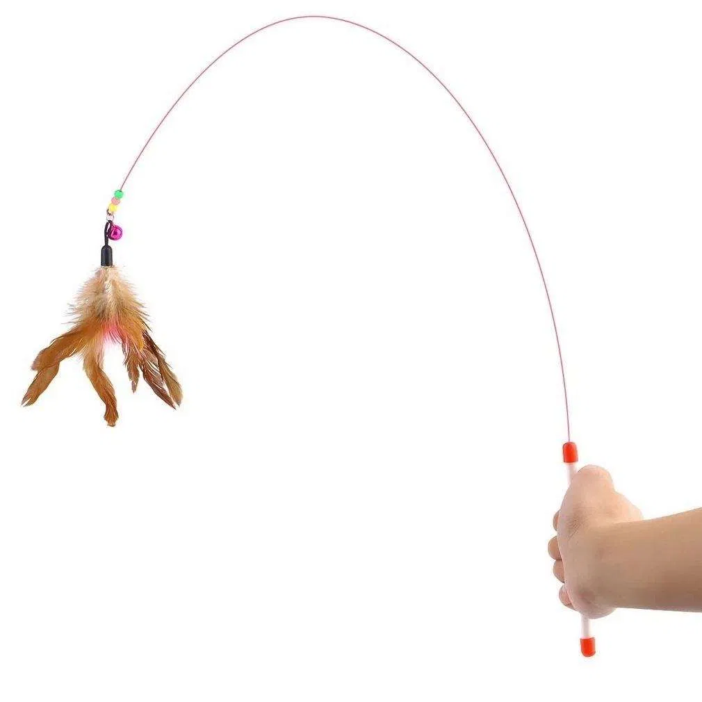 Interactive Cat Toy Funny Feather with Bell Simulation Bird Pet Cat Stick Toy Kitten Teaser Wand Interactive Cats Toy