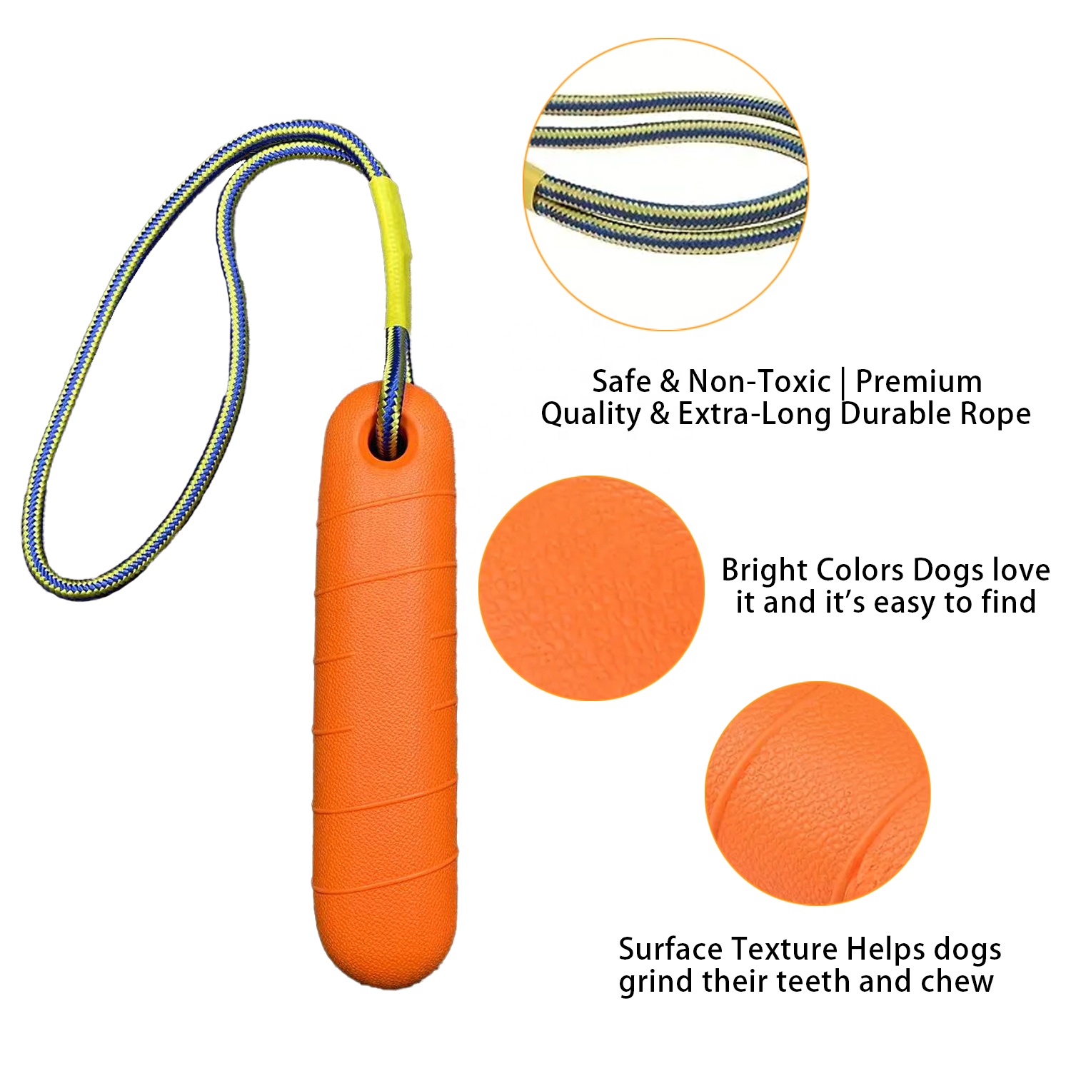 OEM Pet Durable Bite Outdoor Waterproof Beach Water Floating EVA Foam Bumper Interactive Chew Toy with Rope for Dog Sporting