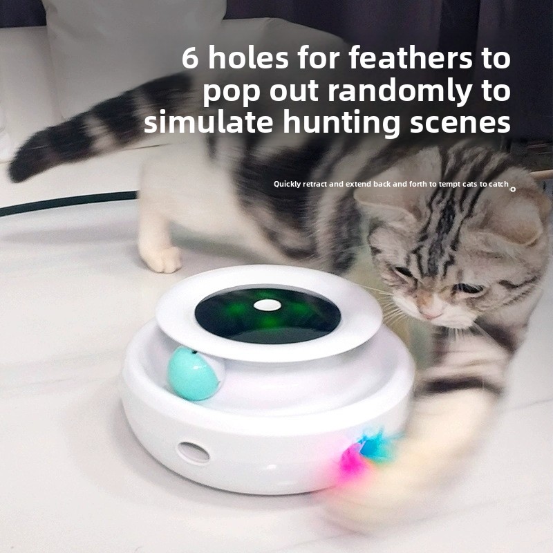 Pet Smart T60 Smart Cat Teaser Wand &amp; Ball Two-in-One Multi-Play Self-Entertainment Toy