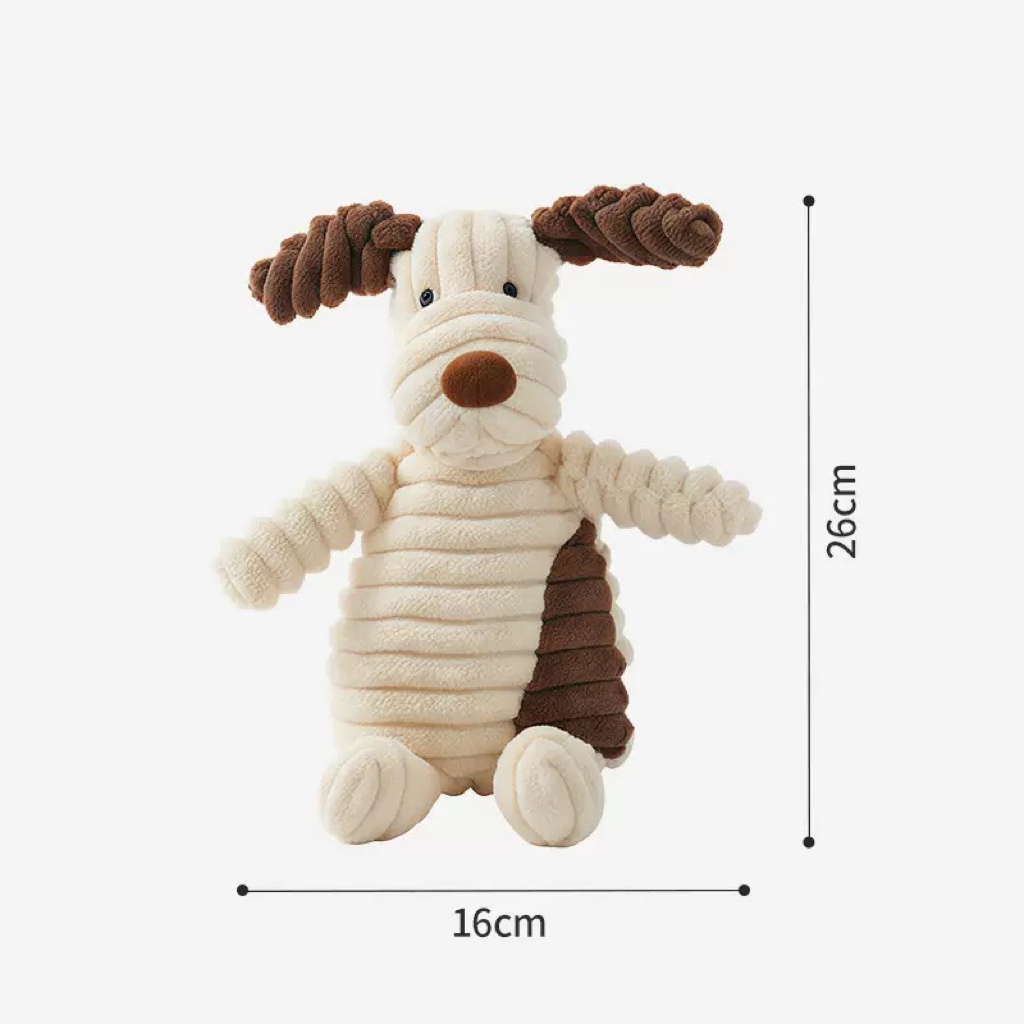Interactive Squeaky Plush Dog Toys with Crinkle Sound Duck Bear Puppy Shapes for Home Play Mental Stimulation for Dogs