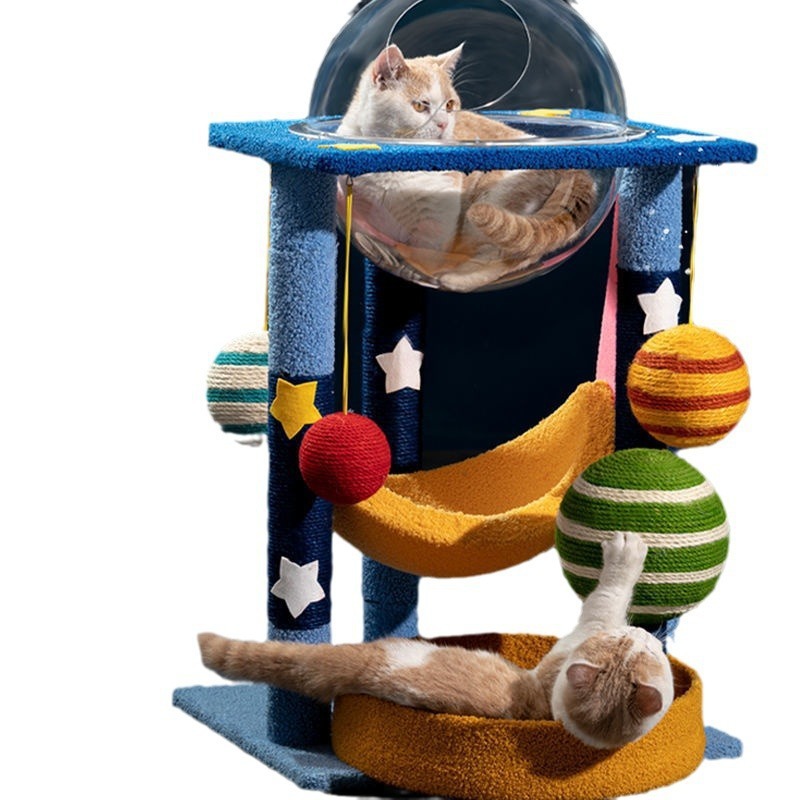 Cat Tree Pet Toy Scratch-Resistant Sisal Self-Amusement Cute Style Wear-Resistant Space Capsule Cat Bed Cat Scratching Post Pet