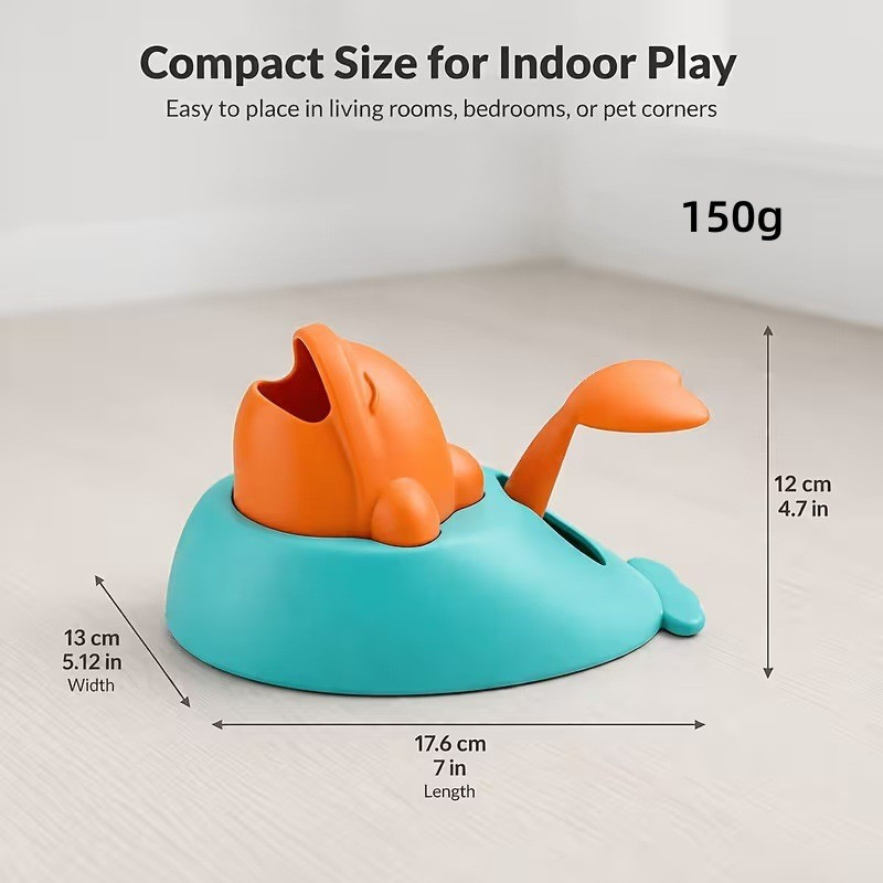 Compact Whale-Shaped Dog Treat Launcher 3M Range Interactive Feeder Toy for Small Medium Dogs Durable Pet Reward Training Toy
