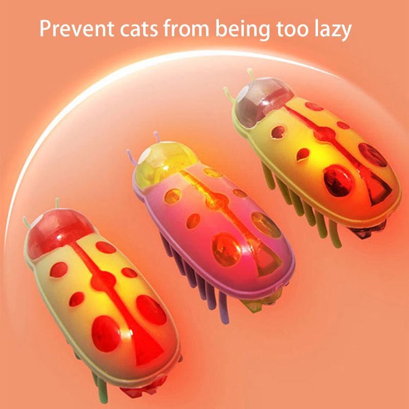 Interactive Smart Cat Toys-Durable Plastic Electric Ladybug Worm Small Indoor Electric Toy