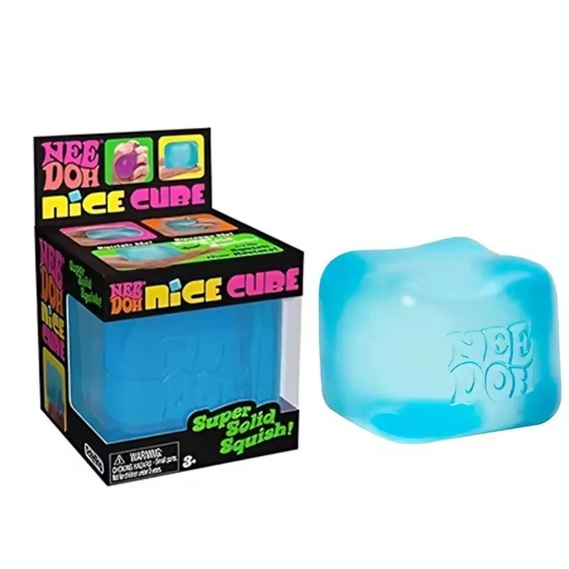 Schylling NeeDoh Nice Cube Sensory Squeeze With Super Solid Squish For Stress Relief 2.25" Cube Stress Promotional Toys