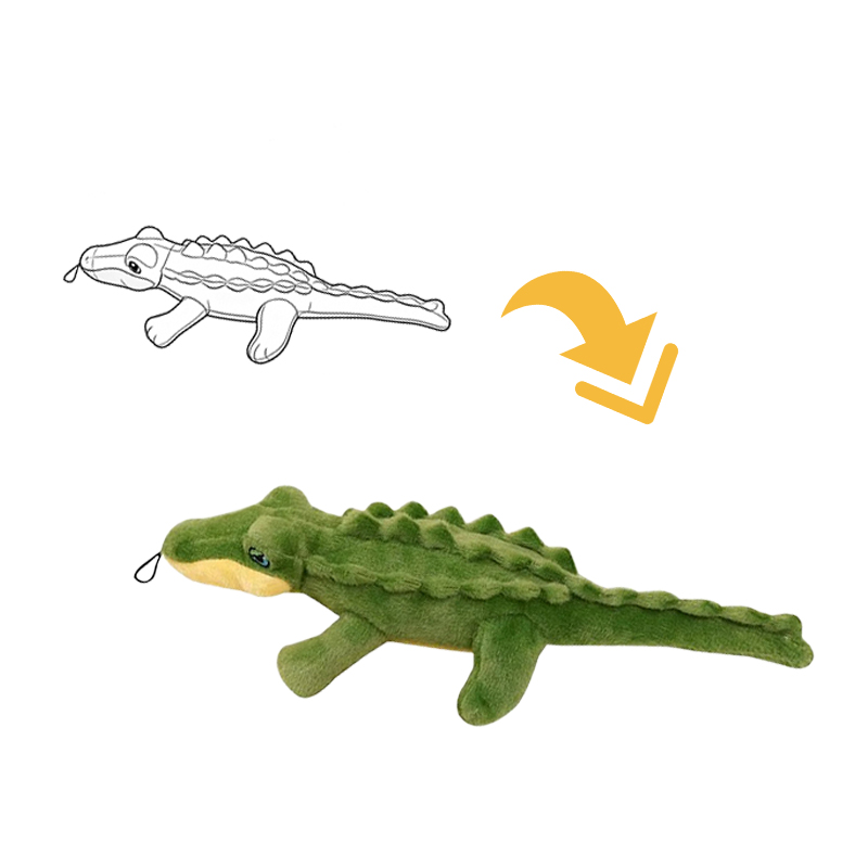 Custom Logo Crocodile Plush Toy PP Cotton Soothing Interactive Pet Training Event Commemorative Present