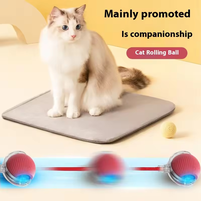 Smart Automatic Interactive Pet Toy Silicone Self Entertainment Teaser Ball and Jumping Rope Rolling Ball with USB