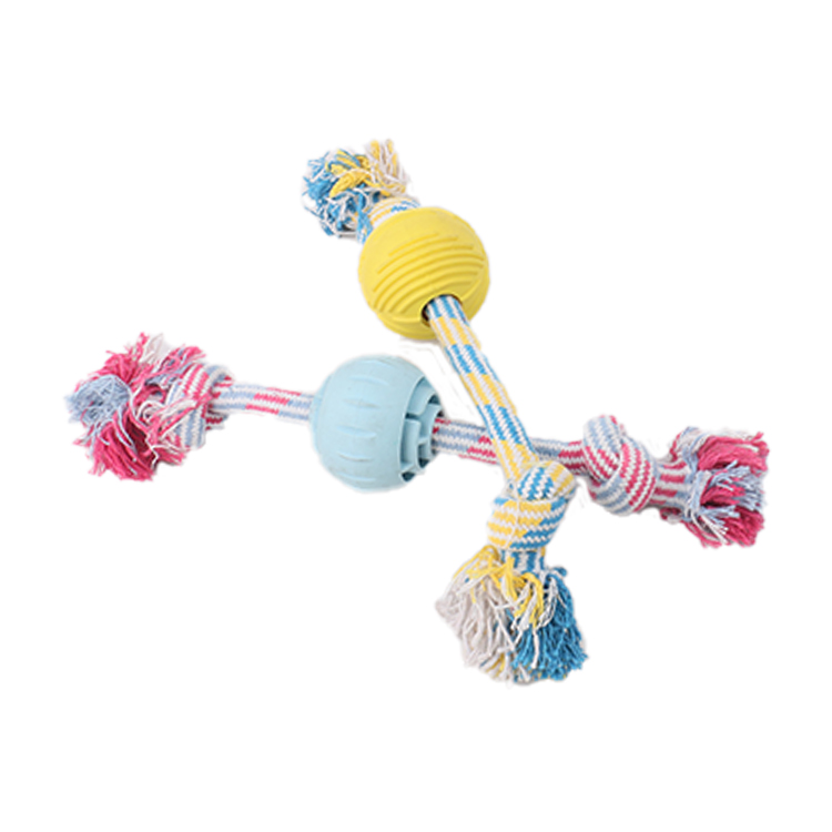 Custom OEM Dog Rope Toy Bulk Durable Tug of War Toy Manufacturer Rubber Ball Aggressive Chewers Wholesale